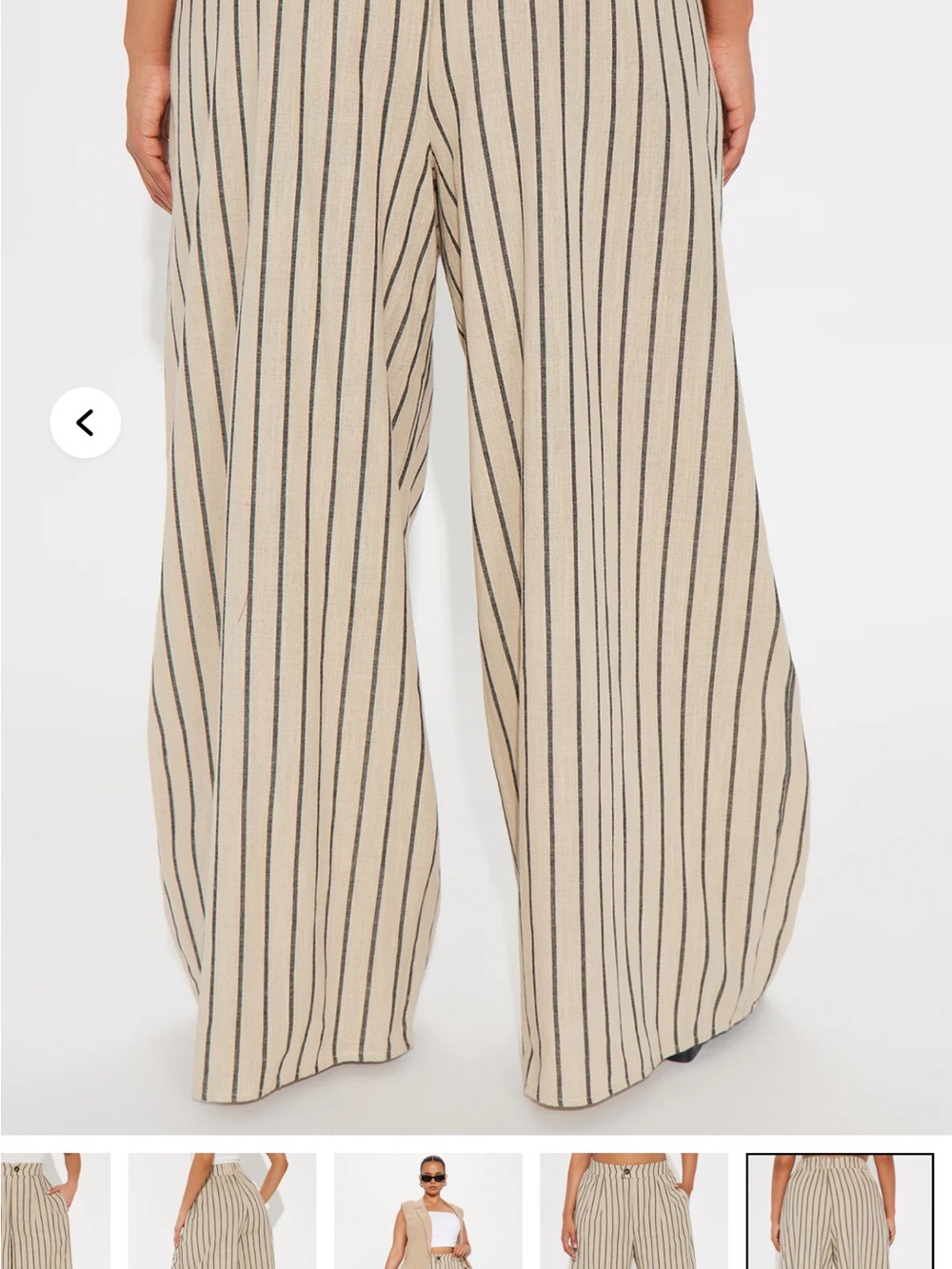 Fashion Nova High-Waist Wide-Leg Striped Pants - Cream & Black - Picture 6 of 9